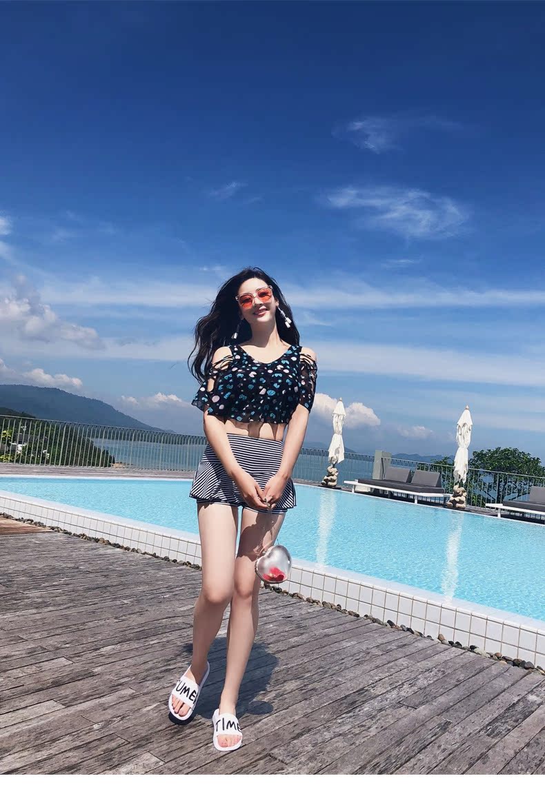 Áo tắm nữ 2018 thời trang mới gợi cảm che bụng thon gọn tập hợp size lớn mập mạp tụ tập bơi suối nước nóng bảo thủ - Bộ đồ bơi hai mảnh đồ bơi 2 mảnh bé gái