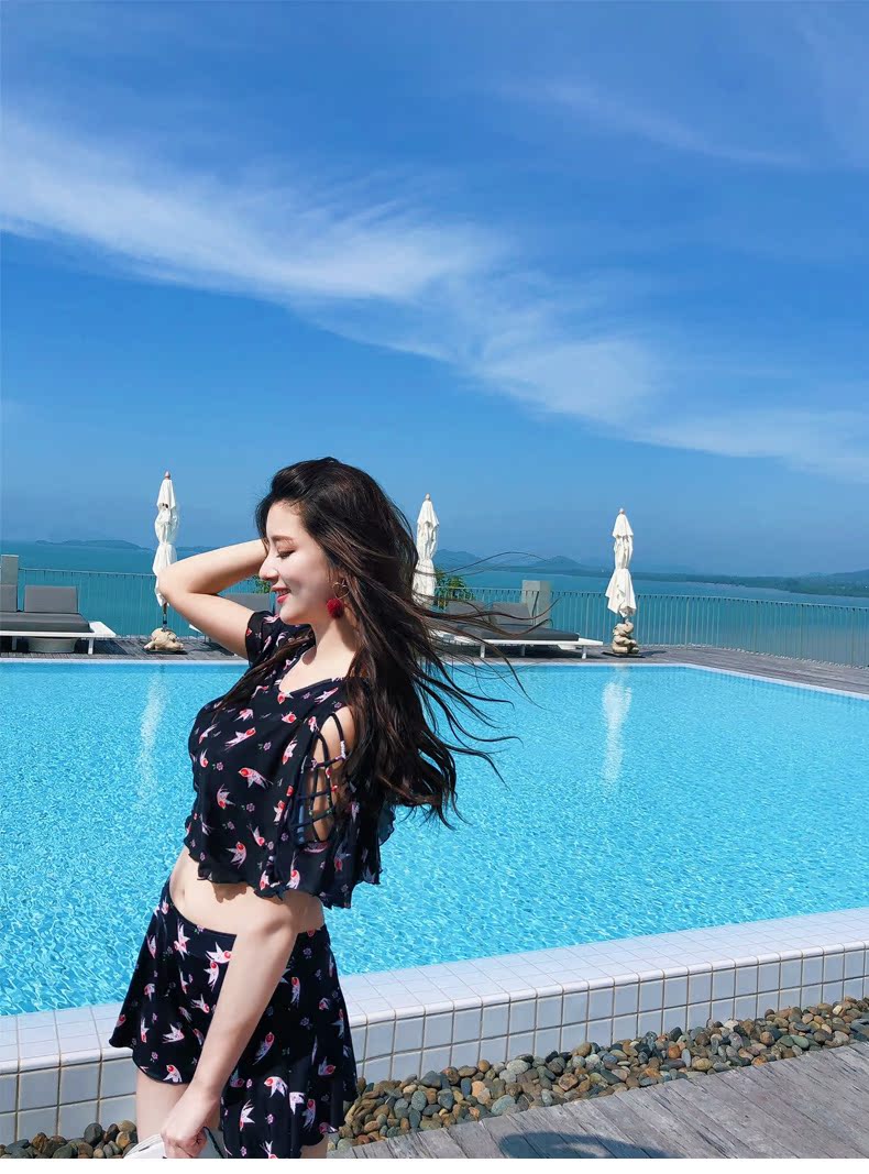 Áo tắm cỡ lớn nữ 200 cân bọc thịt bảo thủ bảo thủ che bụng giảm béo mm sinh viên gợi cảm bơi nhỏ tươi - Bộ đồ bơi hai mảnh 	áo tắm 2 mảnh cho bé gái	