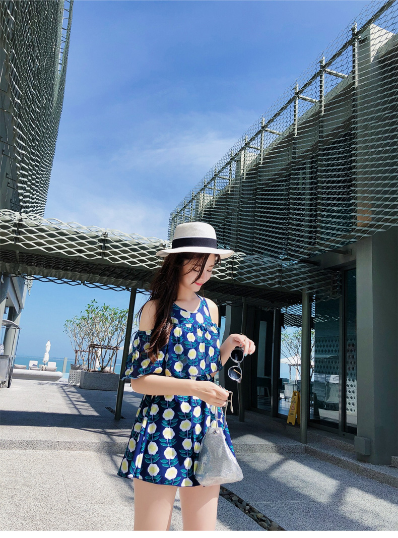 Áo tắm kích thước lớn nữ bảo thủ liền kề ngực nhỏ tụ lại để che bụng đã gầy và lỏng mỡ mm gợi cảm nóng bỏng che nắng bơi thịt - Bộ đồ bơi One Piece đồ bơi liền thân cho nữ