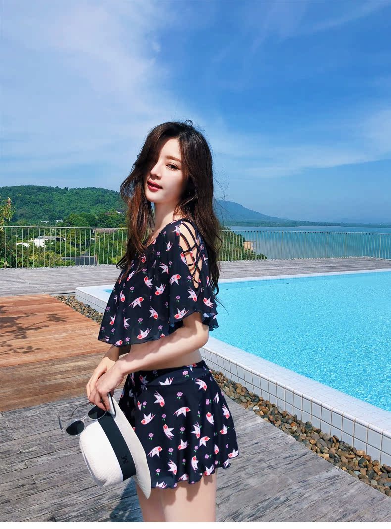Áo tắm cỡ lớn nữ 200 cân bọc thịt bảo thủ bảo thủ che bụng giảm béo mm sinh viên gợi cảm bơi nhỏ tươi - Bộ đồ bơi hai mảnh 	áo tắm 2 mảnh cho bé gái	