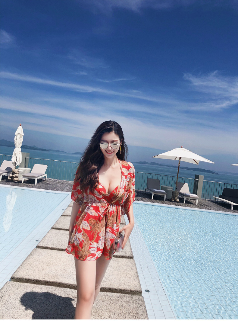 Áo tắm nữ bảo thủ ba mảnh kích thước lớn chất béo mm nóng bỏng phần nóng bỏng che bụng thon gọn ngực nhỏ tụ tập eo cao bikini - Bộ đồ bơi One Piece đồ bơi liền thân bé gái
