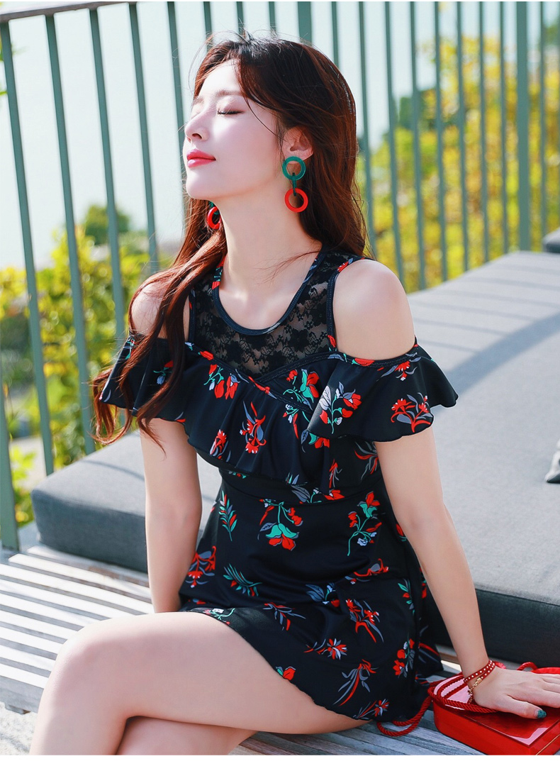 Áo tắm nữ 2018 mới rộng cỡ lớn chất béo mm bảo thủ 200 pounds mỏng che thịt áo tắm suối nước nóng - Bộ đồ bơi hai mảnh đồ bơi 2 mảnh dạng váy