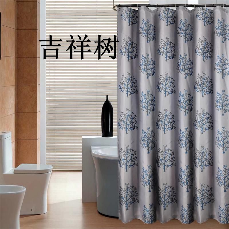 Polyester Fiber Dexterity sister Auspicious Tree Bath Curtain Waterproof Thickened Copper Eye-giving Plastic Hooks Make-up Room Partitions