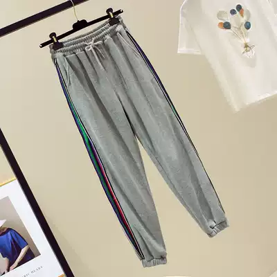 Korean gray sweatpants women loose tie pants 2020 Spring and Autumn New Harlan slim ins tide casual pants