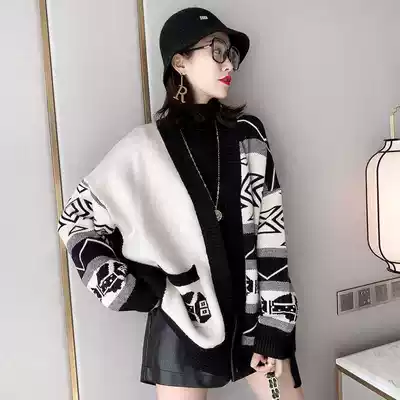 Korean wool knitted coat women's long version autumn and winter 2020 New loose wear lazy wind cardigan sweater