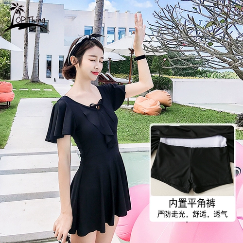 Черный вместительный и большой купальник для школьников, большой размер, по фигуре