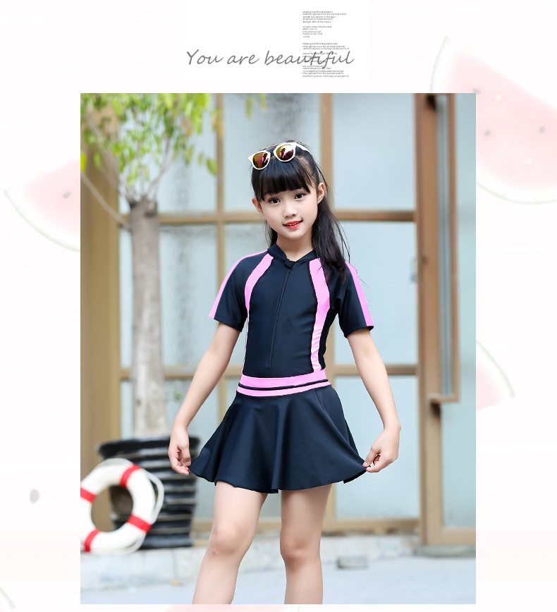 Áo tắm cho bé gái Váy một mảnh Áo tắm bé trai Áo tắm cho bé gái 12-15 tuổi Học sinh đào tạo áo tắm - Bộ đồ bơi của Kid do boi cho be gai
