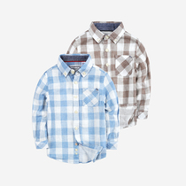 Child shirt boy double layer yarn Long sleeves shirt blouses CUHK Cotton Cotton Cotton Shirt Boy Cotton Yarn Plaid Shirt