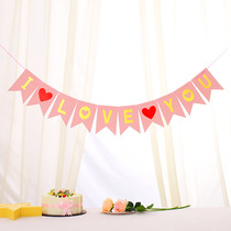 Wedding dress Birthday Watch White Cours Wedding Paper Laqi I LoveYou Flowers Banner Courtable Wedding Props Party Decorations