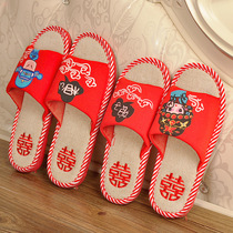 Wedding Slippers Festive Red Creativity Men And Women Lovers A Couple Of Indoor Spring Summer Weddings New Wedding Hubby Wife