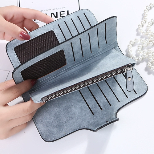 Длинный вместительный и большой бумажник, матовая универсальная сумка, кошелек, в корейском стиле