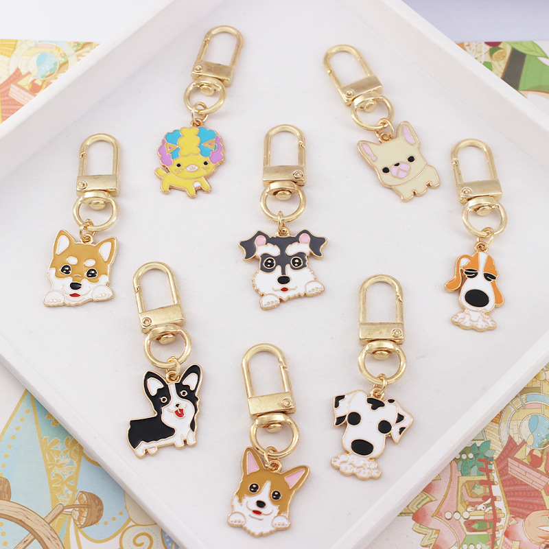 Pet Dog Collection Keychain Cute Teddy Golden Retriever Schnauzer Corgi Husky AirPods Pendant