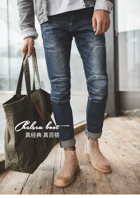 MRA Chelsea ủng nam mùa đông Martin ủng nam ủng cộng với nhung Anh gió cao để giúp giày tuyết trong đôi bốt ngắn