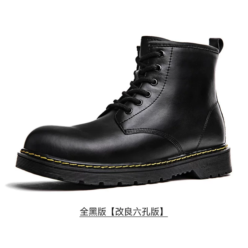 Мартенс, высокие ботинки в английском стиле, черные low-ботинки, до mid-calf, британский стиль, натуральная кожа