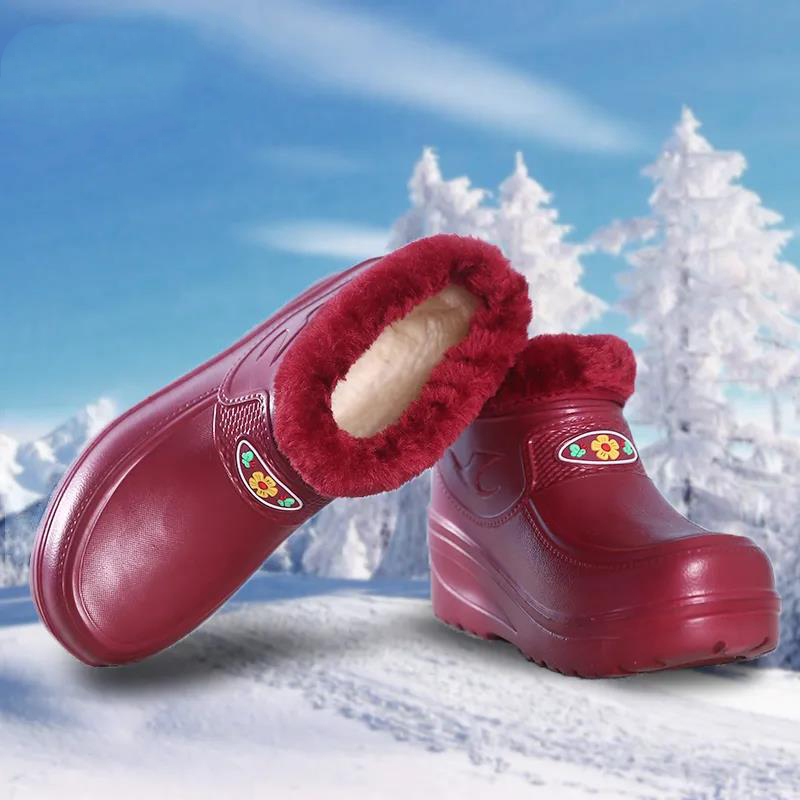 Foam Cotton Shoes Waterproof integrated velvet winter EVA Water Shoe Men's short rain boots Children's cotton Rain shoes Kitchen Laundry Shoes-Taobao