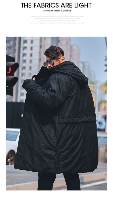 Quần áo nam tê giác Pháp chất béo cỡ lớn áo cotton nam triều Hàn Quốc quần áo mùa đông nam áo khoác cộng với phân bón để tăng phần dài - Bông