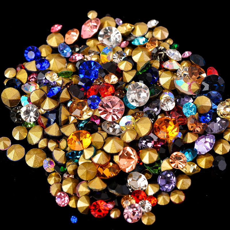 Guomao a Diamond Tip Bottom Rhinestone DIY Material Package Mixed Diamond Package Imitation Austrian Diamond Glass Diamond Nail Art Sticky Diamond