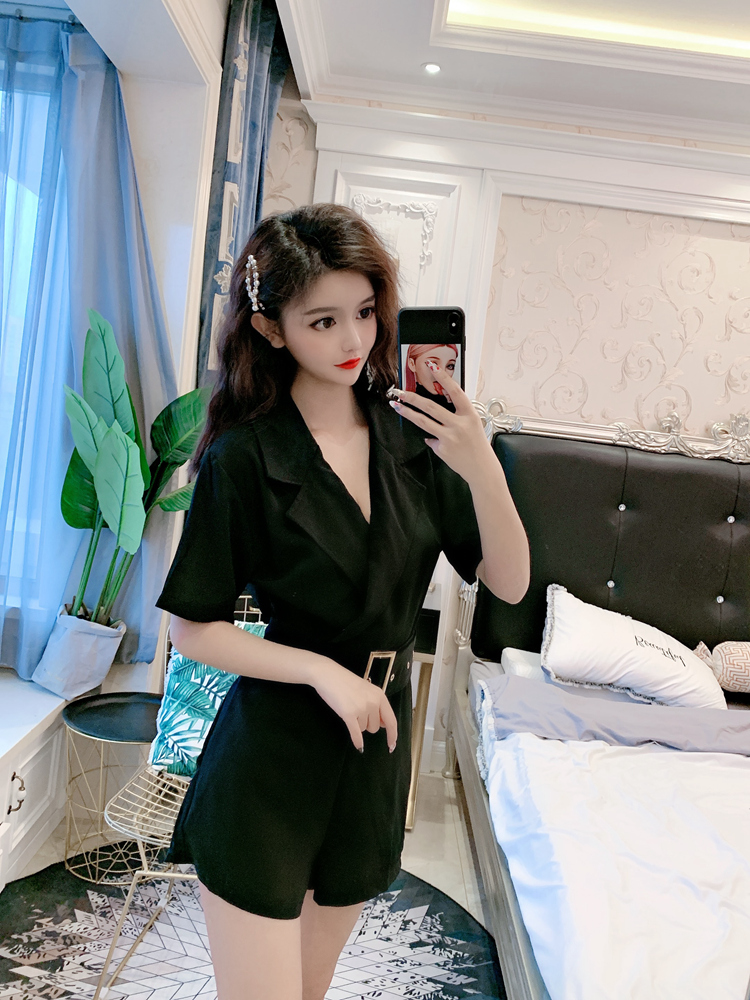 DABI 韓系西裝領休閒寬口高腰連身褲套裝短袖褲裝 QXHD4026.jpg