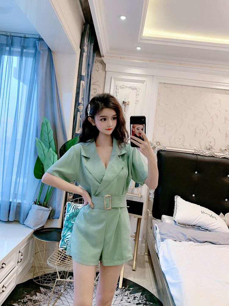 DABI 韓系西裝領休閒寬口高腰連身褲套裝短袖褲裝 SECH5034.jpg