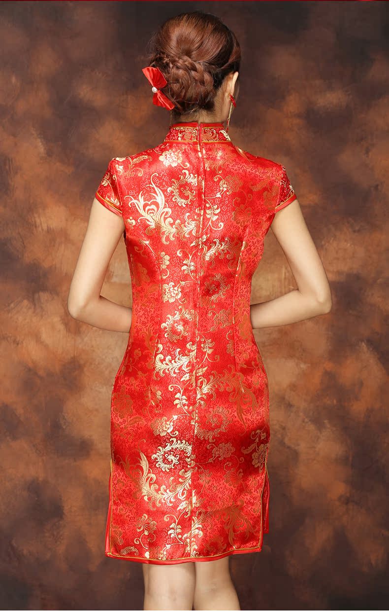 2016祺袍复古婚礼结婚旗袍婚庆中式迎宾服红