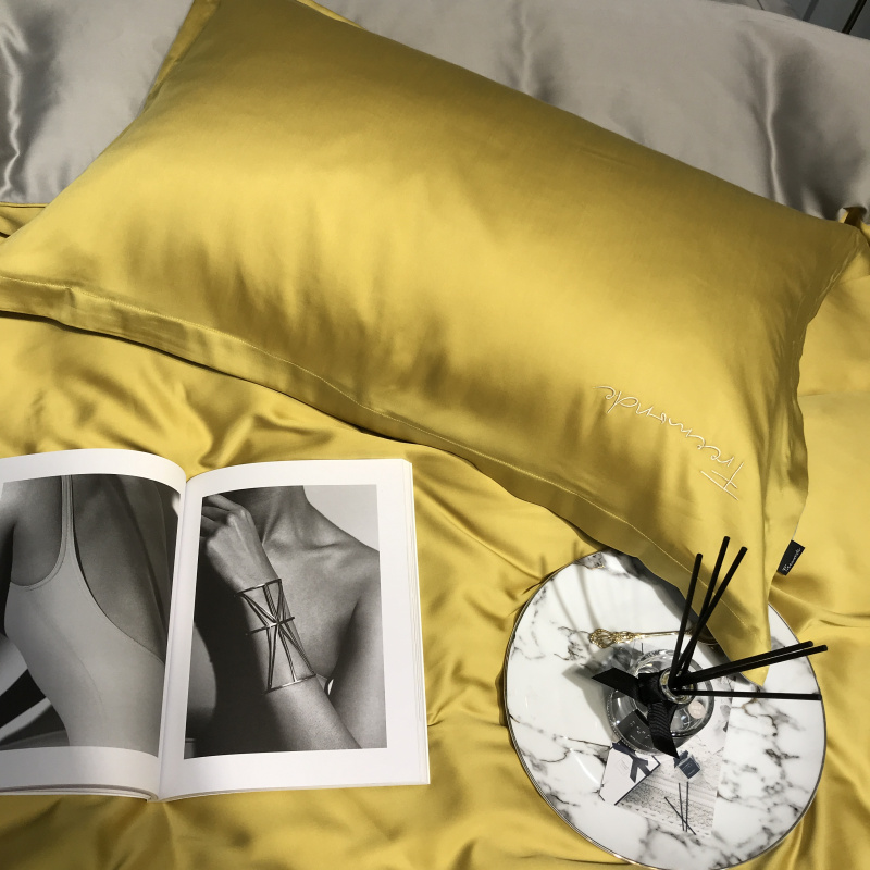 Màu đơn giản 90 đôi hai mặt Lysell Tencel bốn mảnh băng mùa hè lụa mùa hè lụa ngủ mượt - Bộ đồ giường bốn mảnh chăn ga gối đệm đẹp