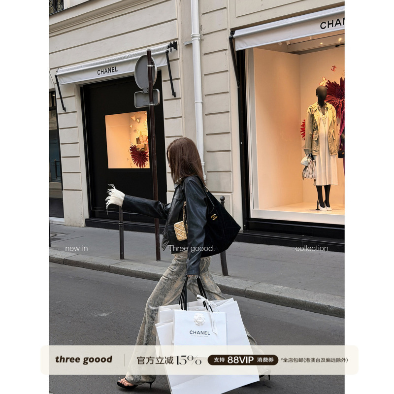 Three Goood Yin Sanji Retro Versatile Zebra Print Long Pants Loose Slimming Commuter Straight-Leg Pants