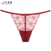 Girl Beauty House Thin Belt Trong suốt Sexy Lace Eo thấp T Quần Red Ultra Thin Hollow Thong Cám dỗ Quần lót