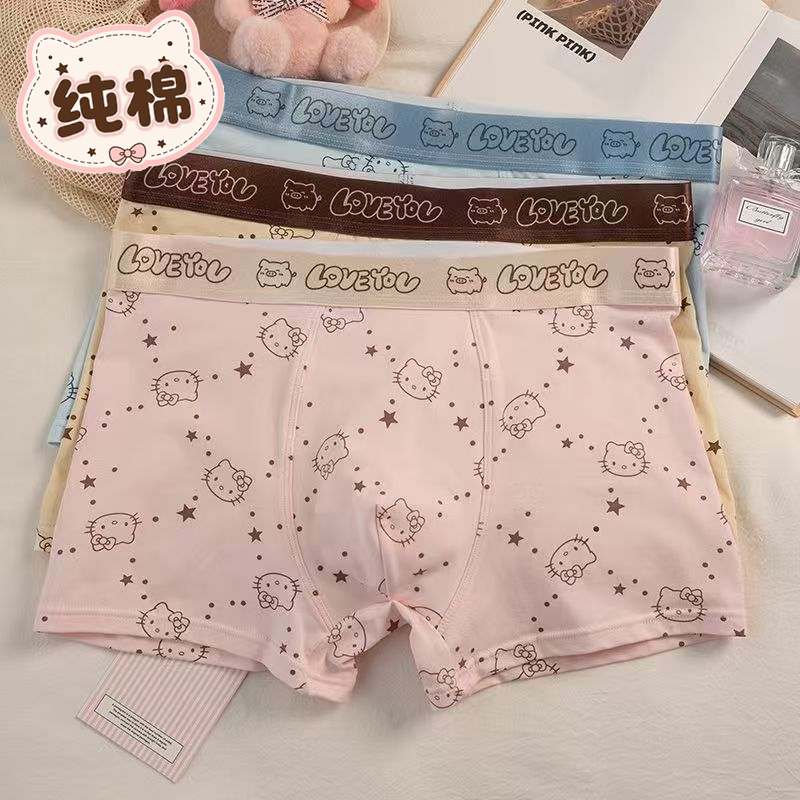 Cartoon Cat Underwear~ Pure Cotton Summer Men's Underwear Antibacterial Hello Cute Boxer Shorts 2026 New Style Cartoon Cat Underwear~ Pure Cotton Summer Men's Underwear Antibacterial Hello Cute Boxer Shorts 2026 New Style