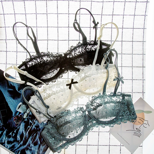 Поддерживающее летнее сексуальное ультратонкее тонкое нижнее белье, кружевной бюстгалтер, размер