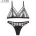 Girl Beauty House Sexy Siêu mỏng Tam giác Cup Bralette Trong suốt Bra Thong Set Đồ lót mùa hè - Bộ đồ lót Bộ đồ lót