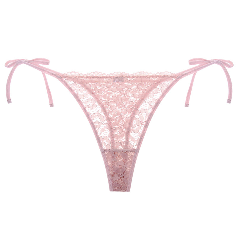 A String of Sexy Lace Panties for Women, Black Lace-Up Thong, Transparent Lingerie, Hot and Alluring