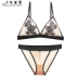 Girl Beauty House No Steel Ring Ultra-Bra Bra Set Sexy Thêu Quần lót trong suốt Quần lót Bra Bra - Bộ đồ lót đồ lót dây	 Bộ đồ lót