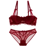 少女美屋 Кружевное тонкое сексуальное нижнее белье, комплект, черный летний бюстгалтер