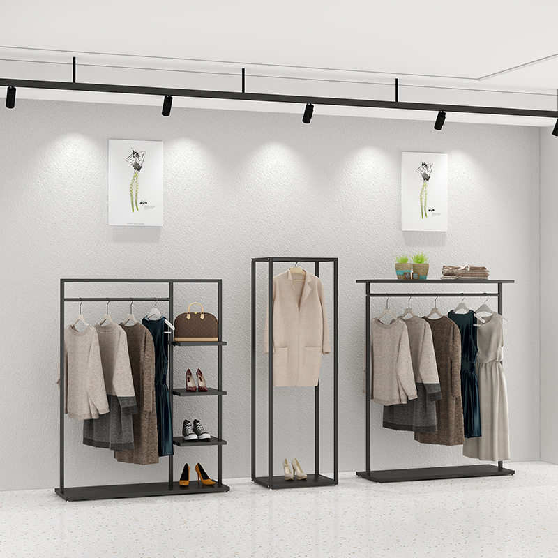 New House Clothing Clothes Hangers Rack Shelves Landing Style Men's And Women's Clothing Display Shelves Double Hanghanger Middle Island Racks-Taobao
