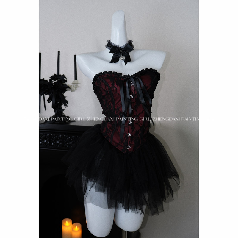 Zheng Daxi~ Heart-Stealing Rose· Sexy Tube Top Hot Girl Top Halloween Costume Fishbone Corset Inner Vest