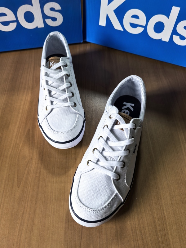 Keds White Sneakers for Women, Classic Low-Top Canvas Shoes, Casual Shoes, Versatile Sports Sneakers