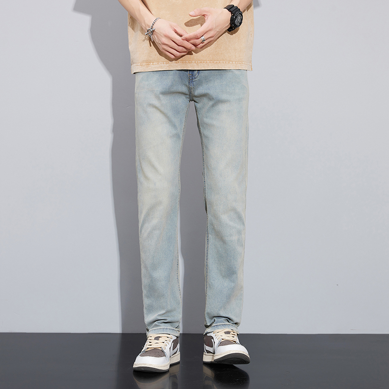 Summer Thin Light Blue Jeans for Men, Slim Straight Casual Long Pants, 2026 Versatile Street High-End Trend