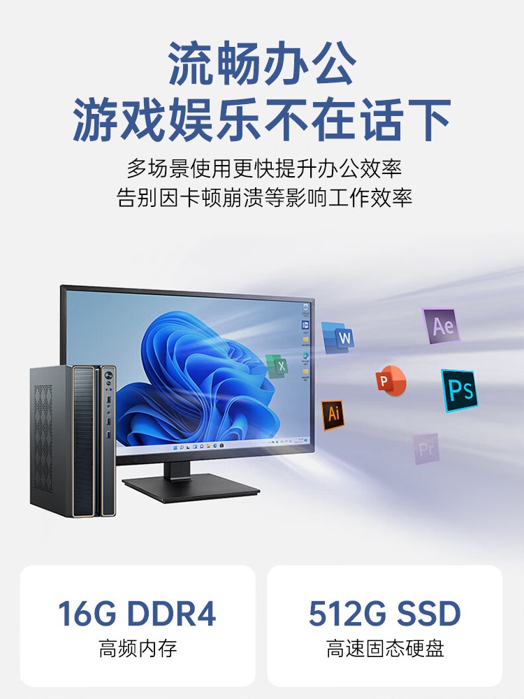 Skyworth Coolkai 12Th Generation Core I5 Eight-Core Mini Computer Host, High-Performance Home Office Design, Complete Set