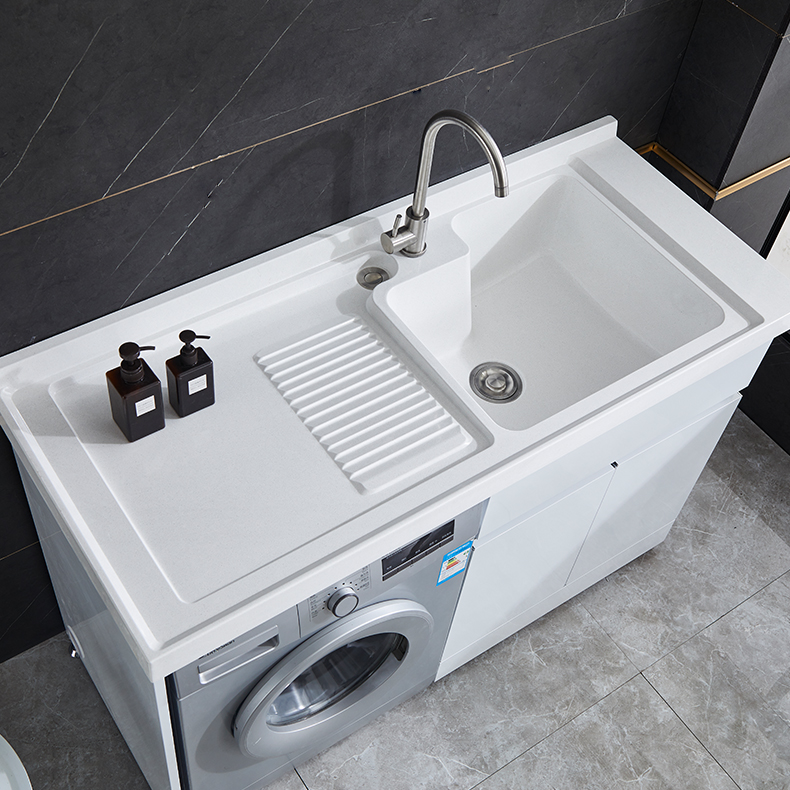 Double-drain stainless steel laundry wardrobe combination laundry table with washboard integrated companion bathroom cabinet custom balcony cabinet
