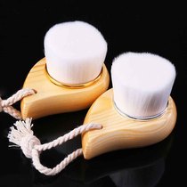 Comma face wash brush with wooden handle soft fiber hair handmade facial cleaning brush pore cleaning artifact lightweight and compact