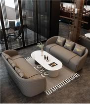 Negotiating Sofa Light Luxury Business Sales Department Hotel Lobby Reception Leisure Card Seat Three-person Table and Chair Leather Art