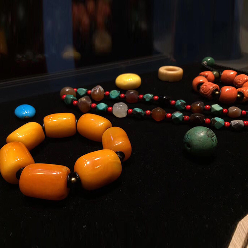 Live stream ultra-linked recycling natural old honey wax handstring of old honey wax cake single pearl jujuju bead