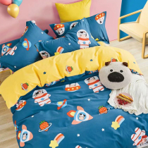  Custom-made cotton brushed sheets four-piece set 1 2m1 5m autumn and winter cartoon pure cotton childrens bedding thick
