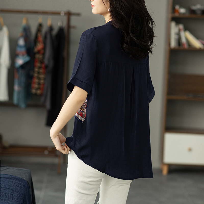 Summer fashionable retro shirt, jacket, bra top, loose fit, with short sleeve Summer fashionable retro shirt, jacket, bra top, loose fit, with short sleeve