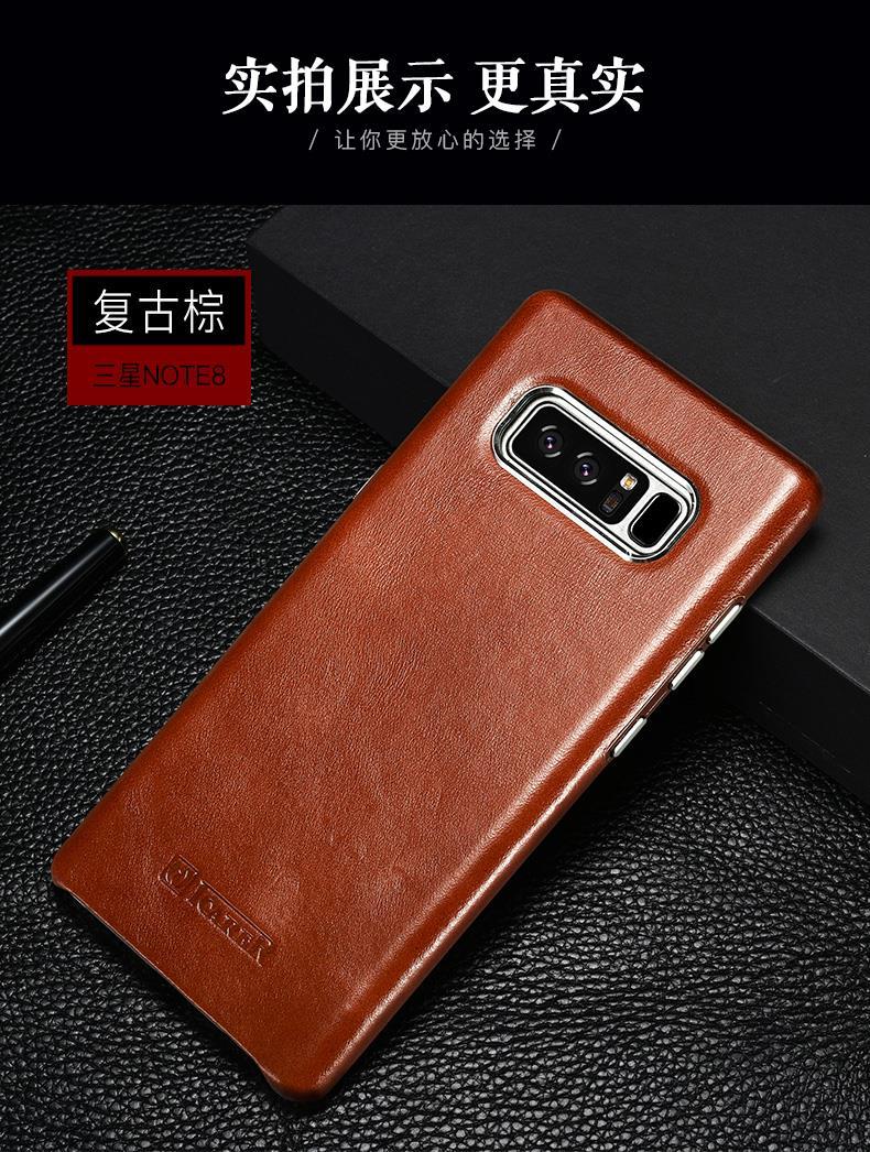 iCarer Transformers Vintage Handmade Genuine Cowhide Leather Back Cover Case for Samsung Galaxy Note 8