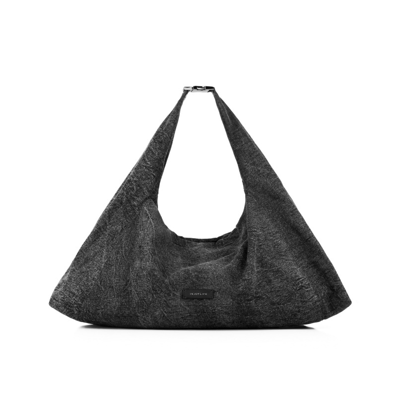 [Same Style as Li Landi] Injoylife Denim Airbag Bag Crossbody Commuter Tote Bag Large Capacity Shoulder Bag