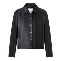 PORTS Womens 2024 Early Autumn New Simple and Versatile Sheep Leather Light Textured Short Jacket