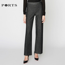 PORTS Ppose womens dress minimalist mid-waist Grange casual straight drum pants LA9N019GCF005