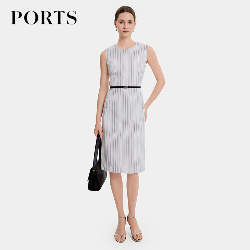 Ports Women's Clothing 2026 New Summer Elegant and Sophisticated Commuter Waist-Cinching Sleeveless Off-White Dress Ports Women's Clothing 2026 New Summer Elegant and Sophisticated Commuter Waist-Cinching Sleeveless Off-White Dress