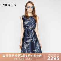 PORTS Womens elegant sleeveless printed waist dress A-line skirt ALL8D017MPQ009